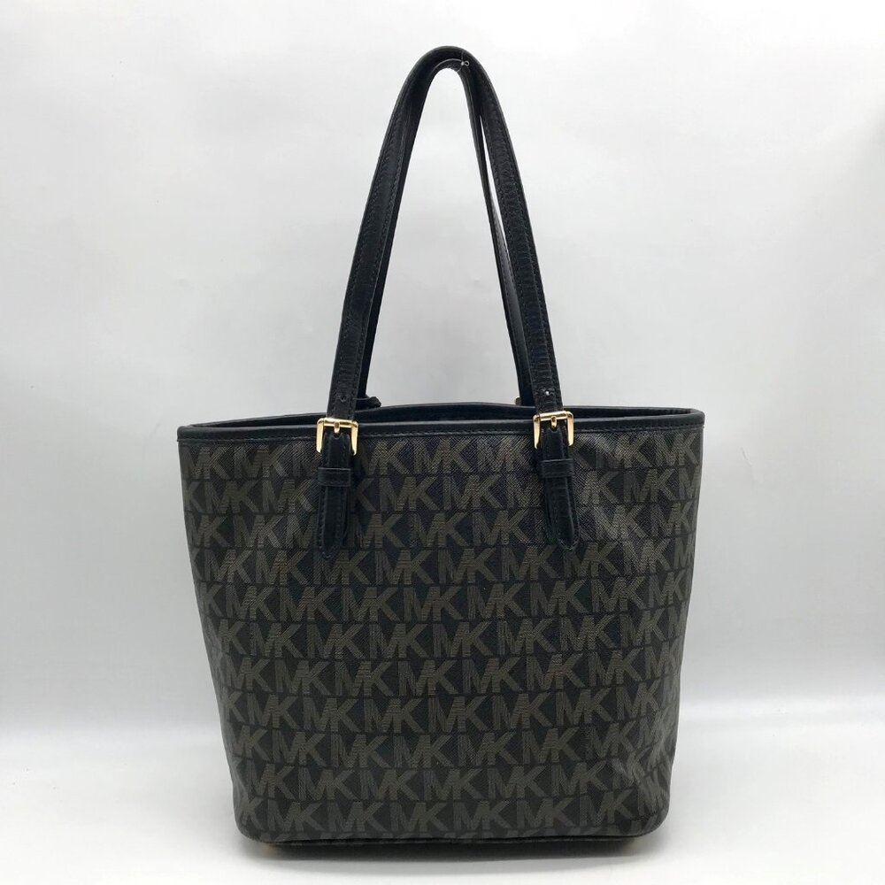 Michael Kors Brown Monogram Leather Carmen Shoulder Bag - Picture 2 of 10